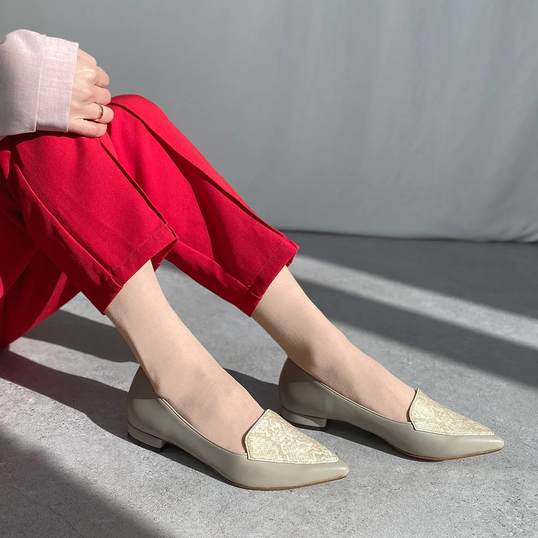 15% OFF: 2024SSBI: Deep instep design flat shoes (4767) Beige/C