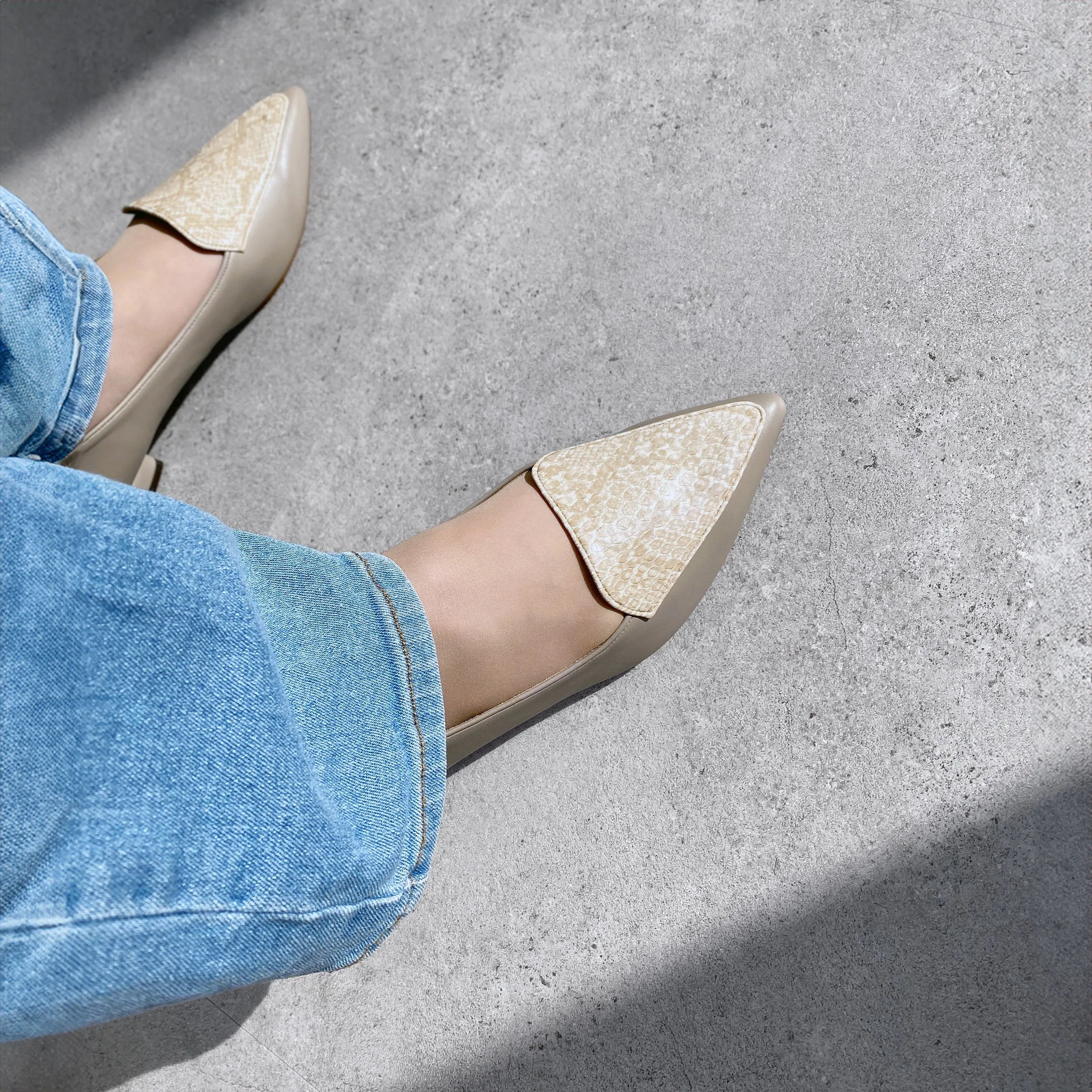 15% OFF: 2024SSBI: Deep instep design flat shoes (4767) Beige/C