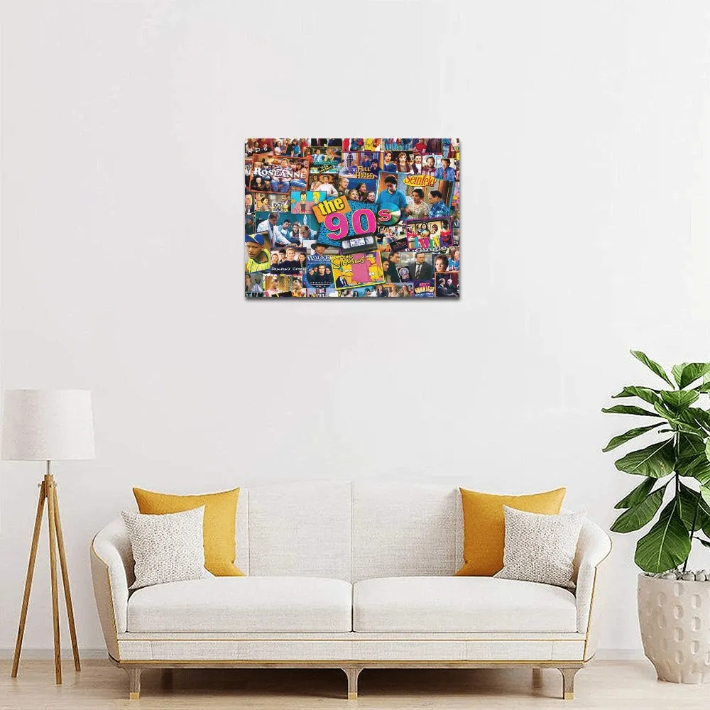 90s TV Icons Collage Framed Canvas Print 14x11 inch