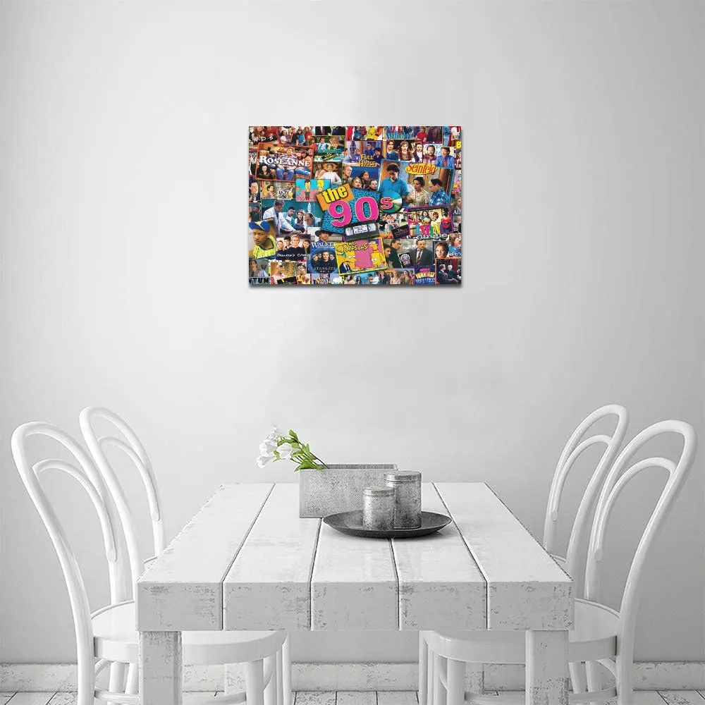 90s TV Icons Collage Framed Canvas Print 14x11 inch