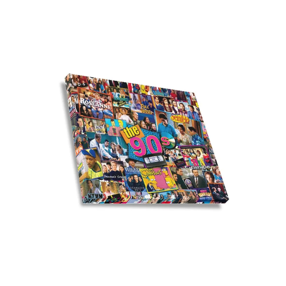 90s TV Icons Collage Framed Canvas Print 14x11 inch