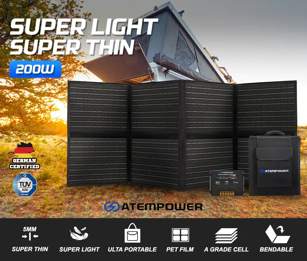 ATEM POWER 200W Folding Solar Panel Blanket 12V With Controller