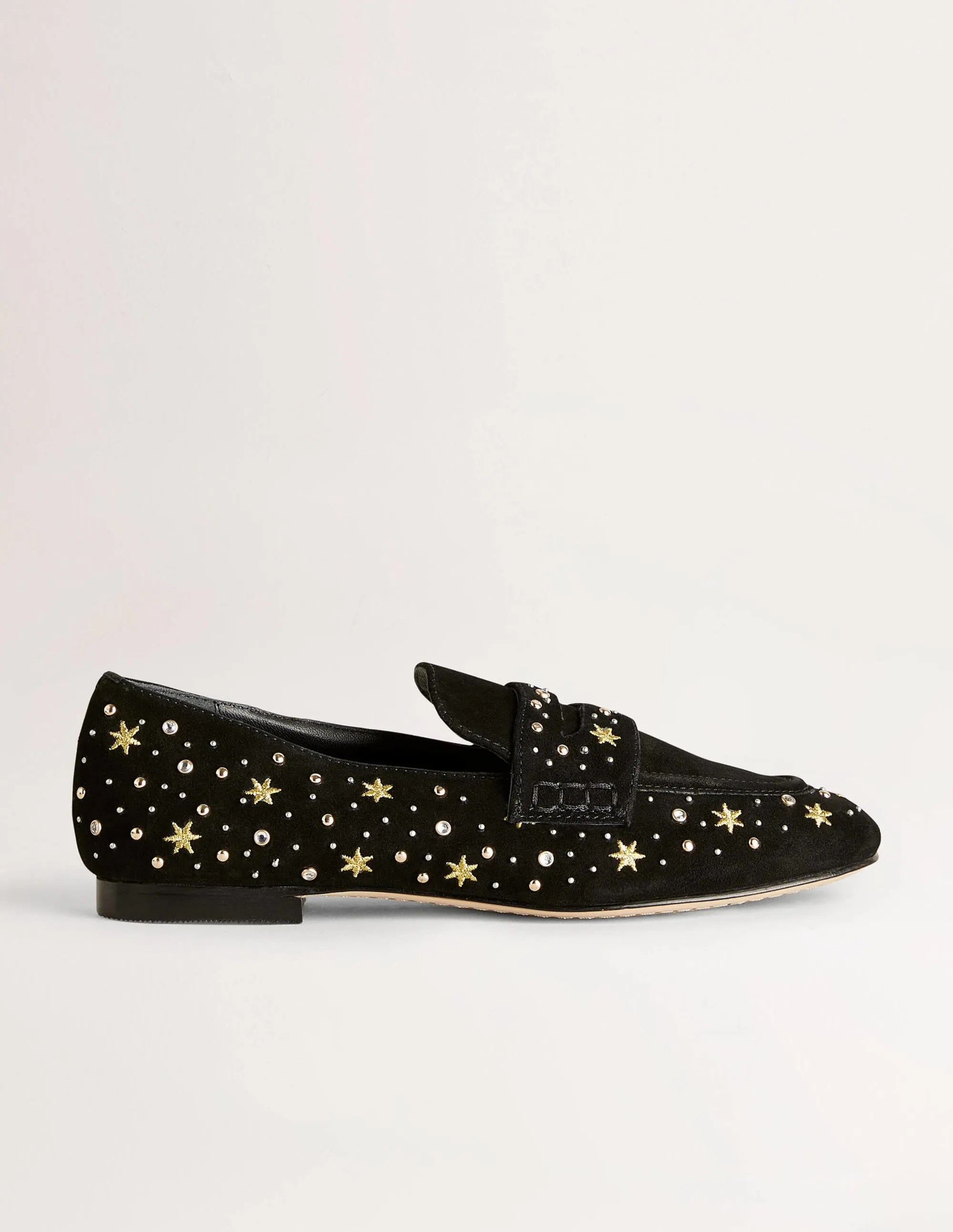 Bestickte Veloursleder-Loafer-Schwarz, Verzierung
