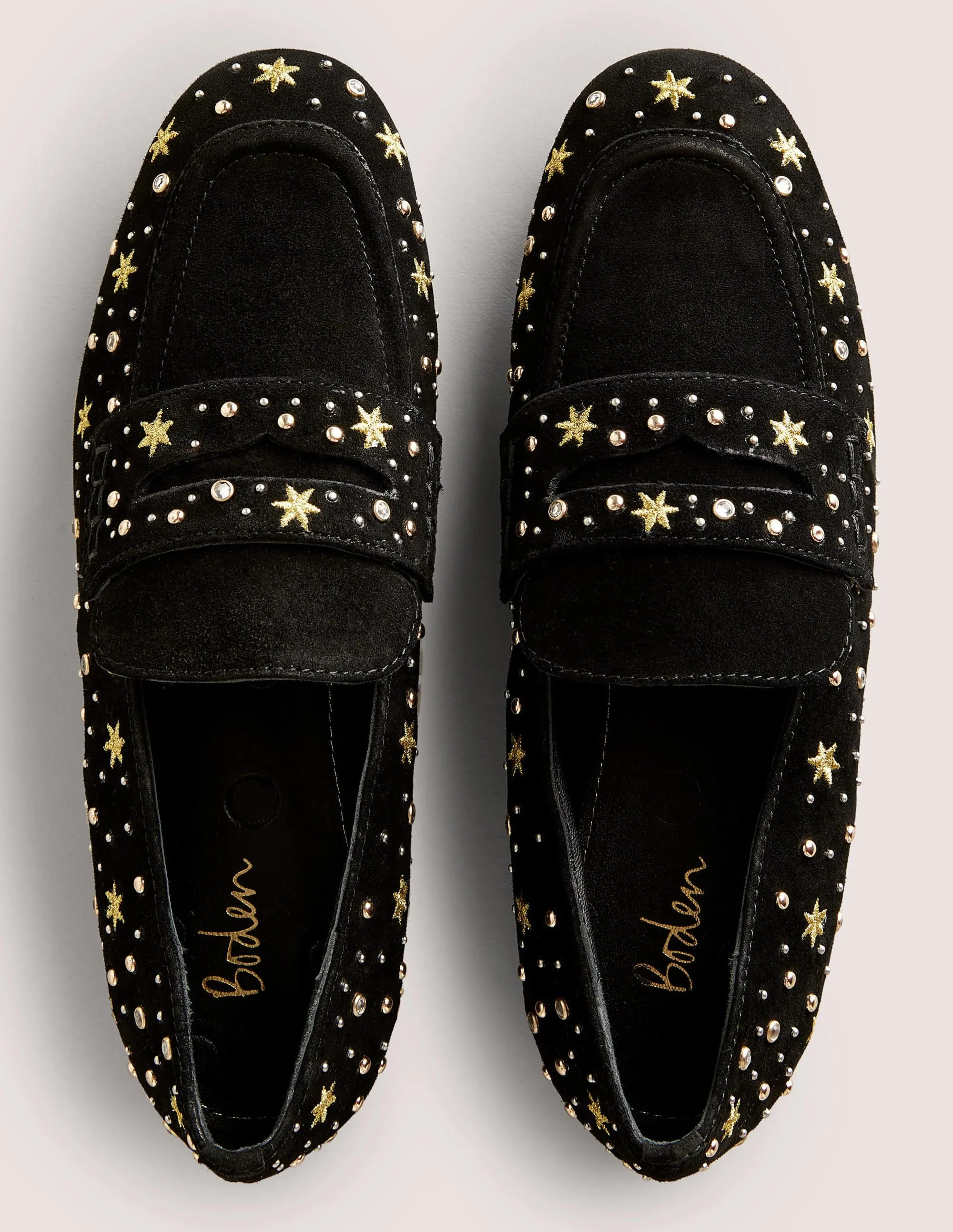 Bestickte Veloursleder-Loafer-Schwarz, Verzierung