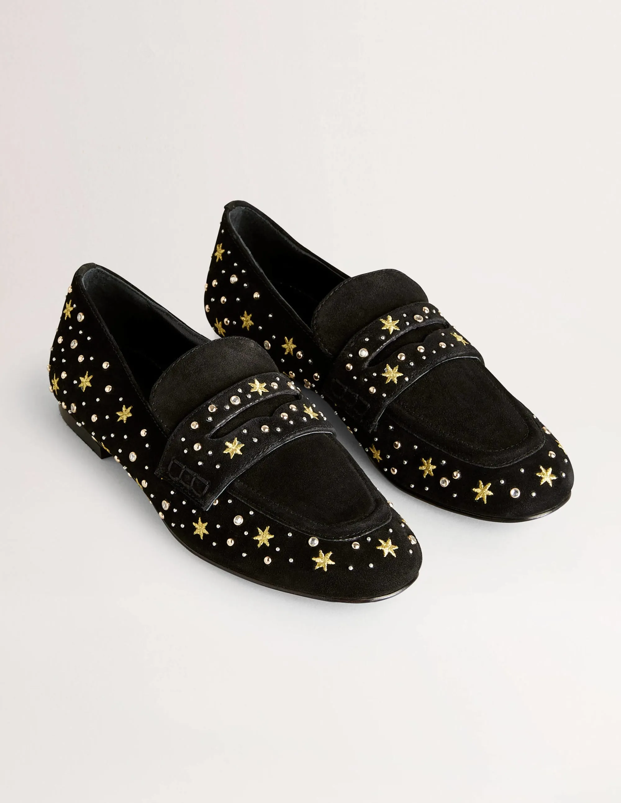 Bestickte Veloursleder-Loafer-Schwarz, Verzierung