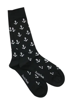 Black Anchor Bamboo Socks by Swole Panda, Size 7-11