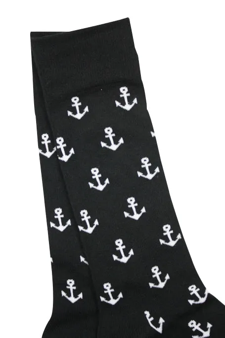 Black Anchor Bamboo Socks by Swole Panda, Size 7-11