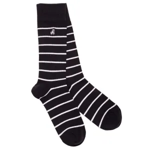 Black and White Striped Bamboo Socks by Swole Panda Size, 7-11
