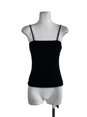 Black Ribbed Thin Strap Top