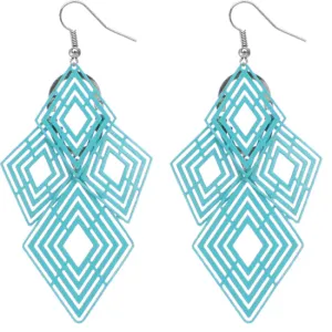 Blue Diamond Shaped Dangle Earrings