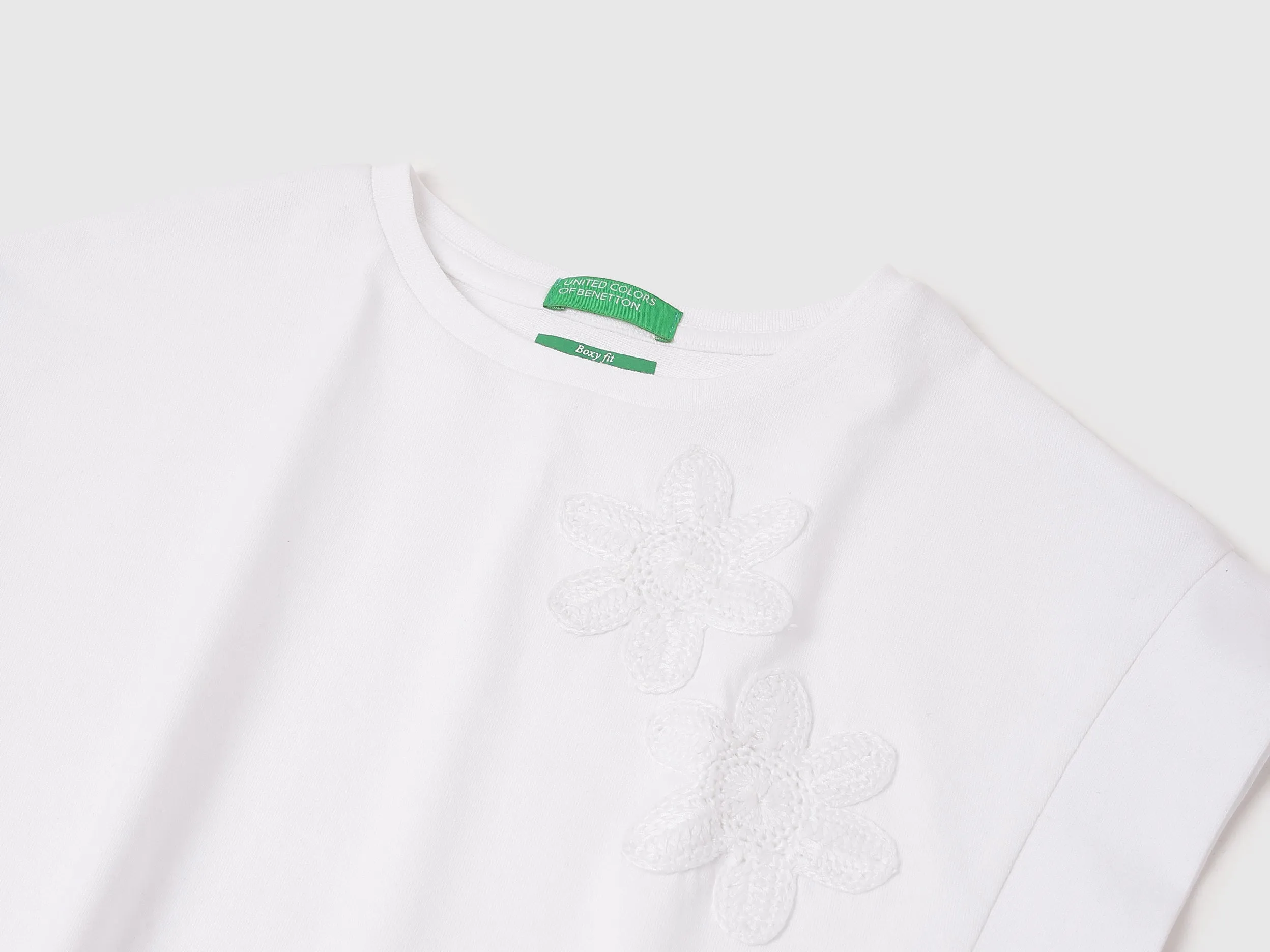 Boxy Fit Round Neck Applique T-shirt