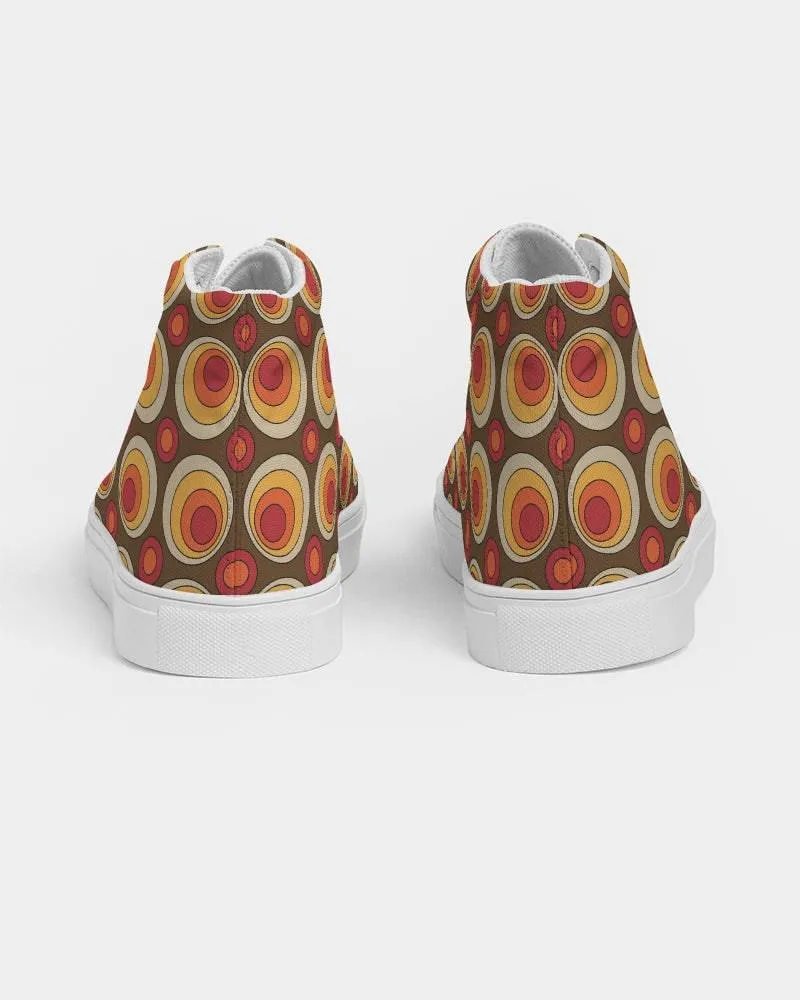Brown Retro Circles Women's High Top Shoes