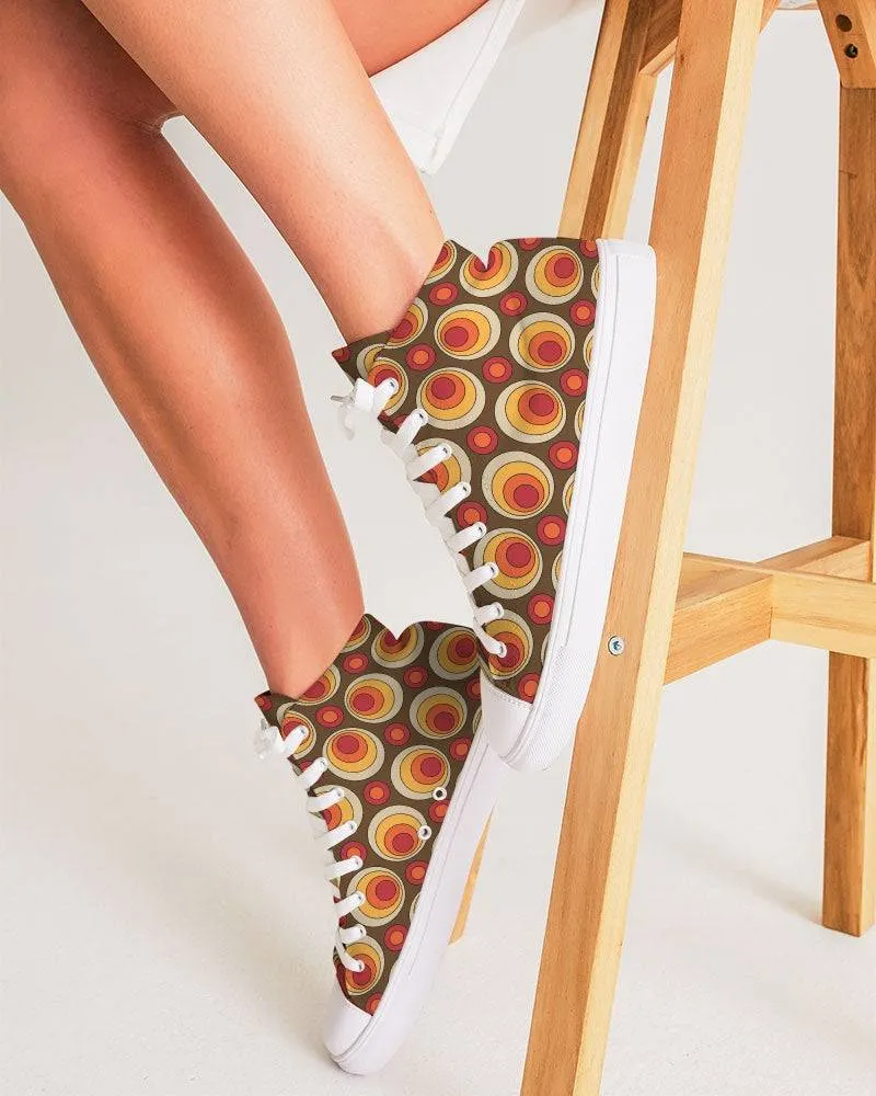 Brown Retro Circles Women's High Top Shoes