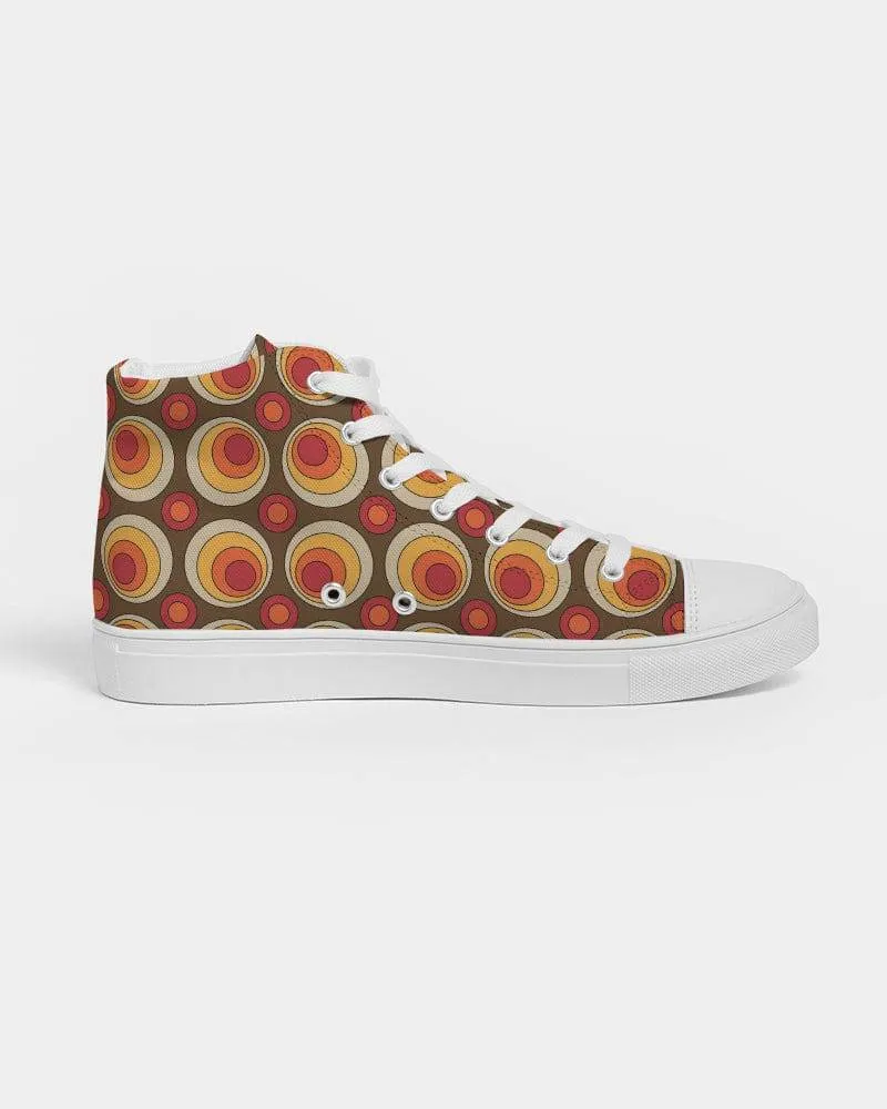 Brown Retro Circles Women's High Top Shoes