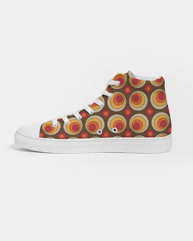 Brown Retro Circles Women's High Top Shoes