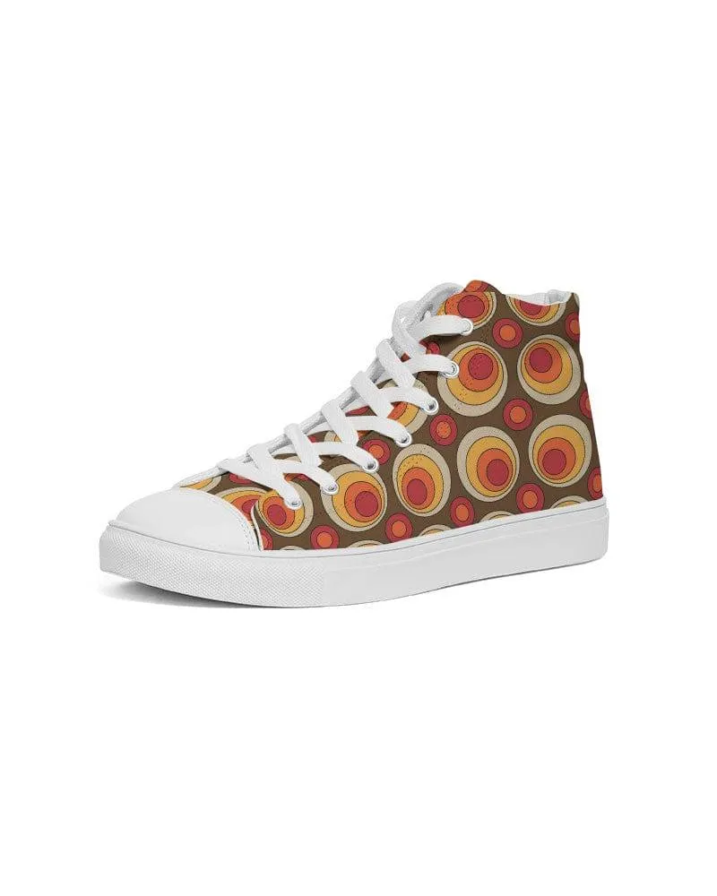 Brown Retro Circles Women's High Top Shoes