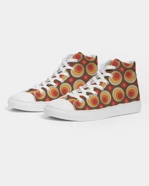 Brown Retro Circles Women's High Top Shoes