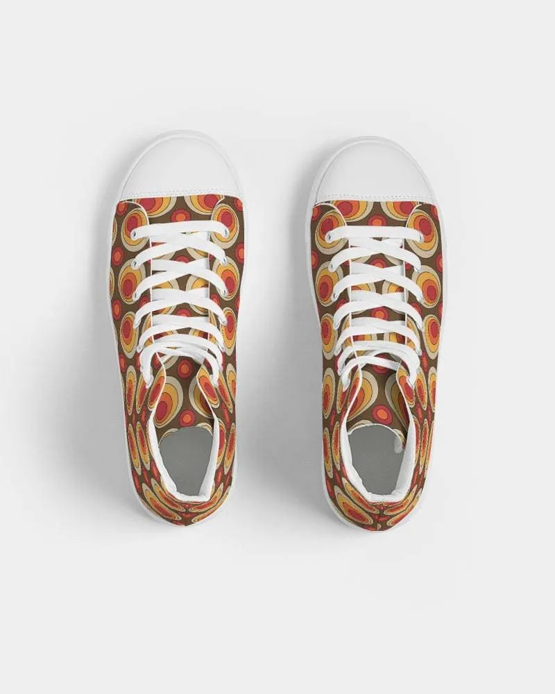 Brown Retro Circles Women's High Top Shoes