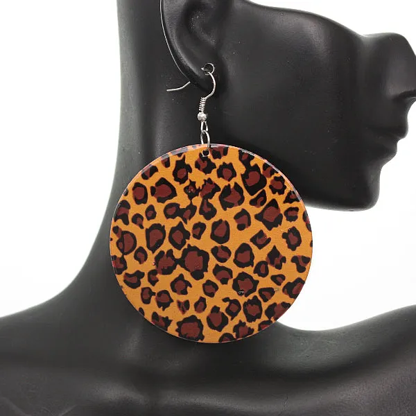 Brown Round Thin Spotted Earrings