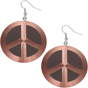 Brown Thin Peace Sign Disc Earrings