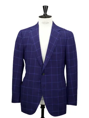 Cesare Attolini Royal Blue Wool & Silk Hopsack Windowpane Jacket
