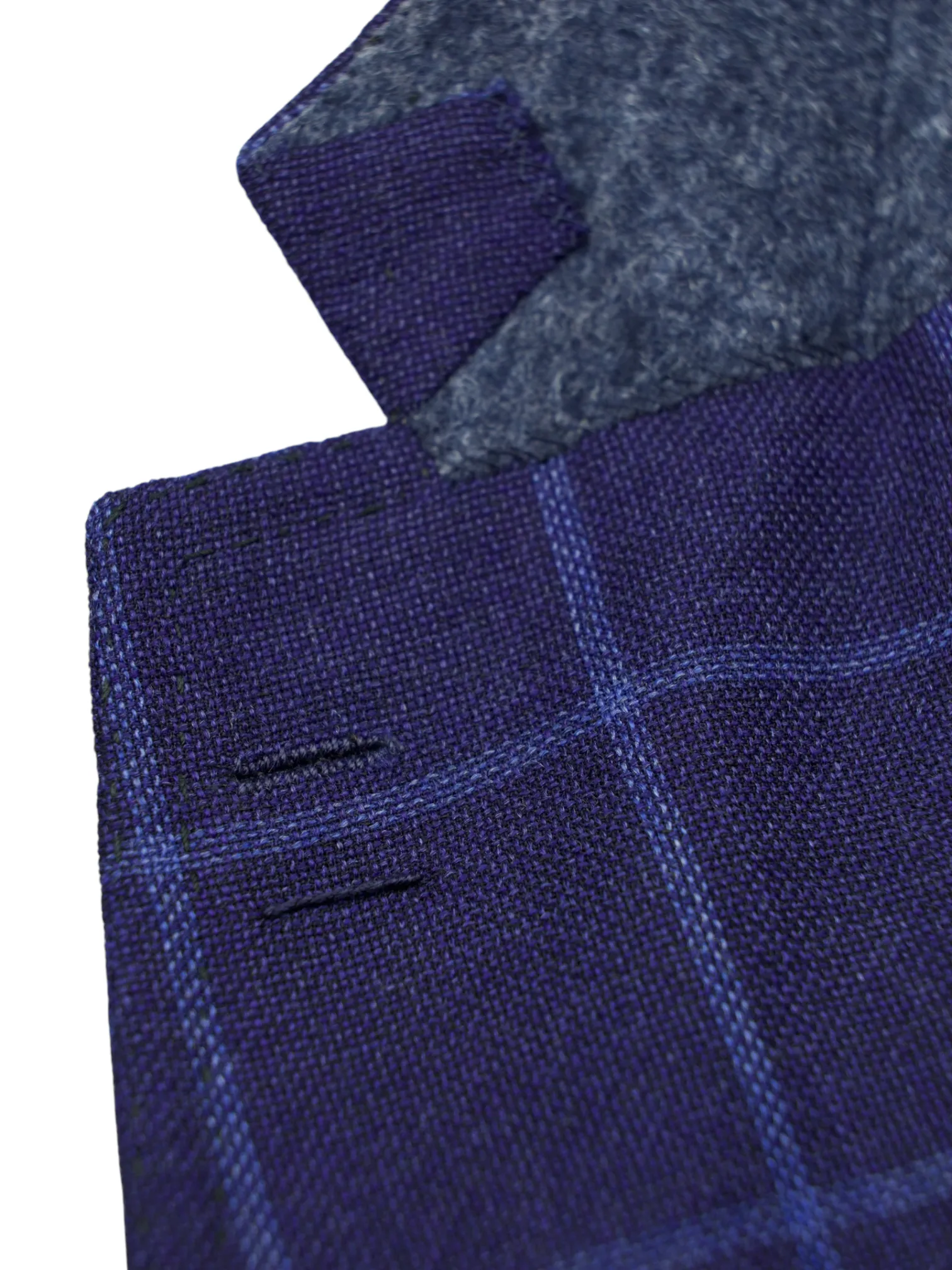 Cesare Attolini Royal Blue Wool & Silk Hopsack Windowpane Jacket