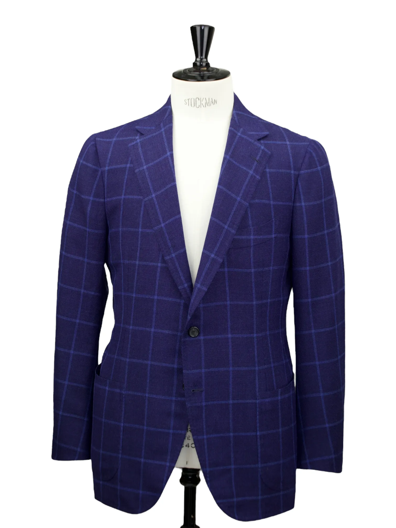 Cesare Attolini Royal Blue Wool & Silk Hopsack Windowpane Jacket