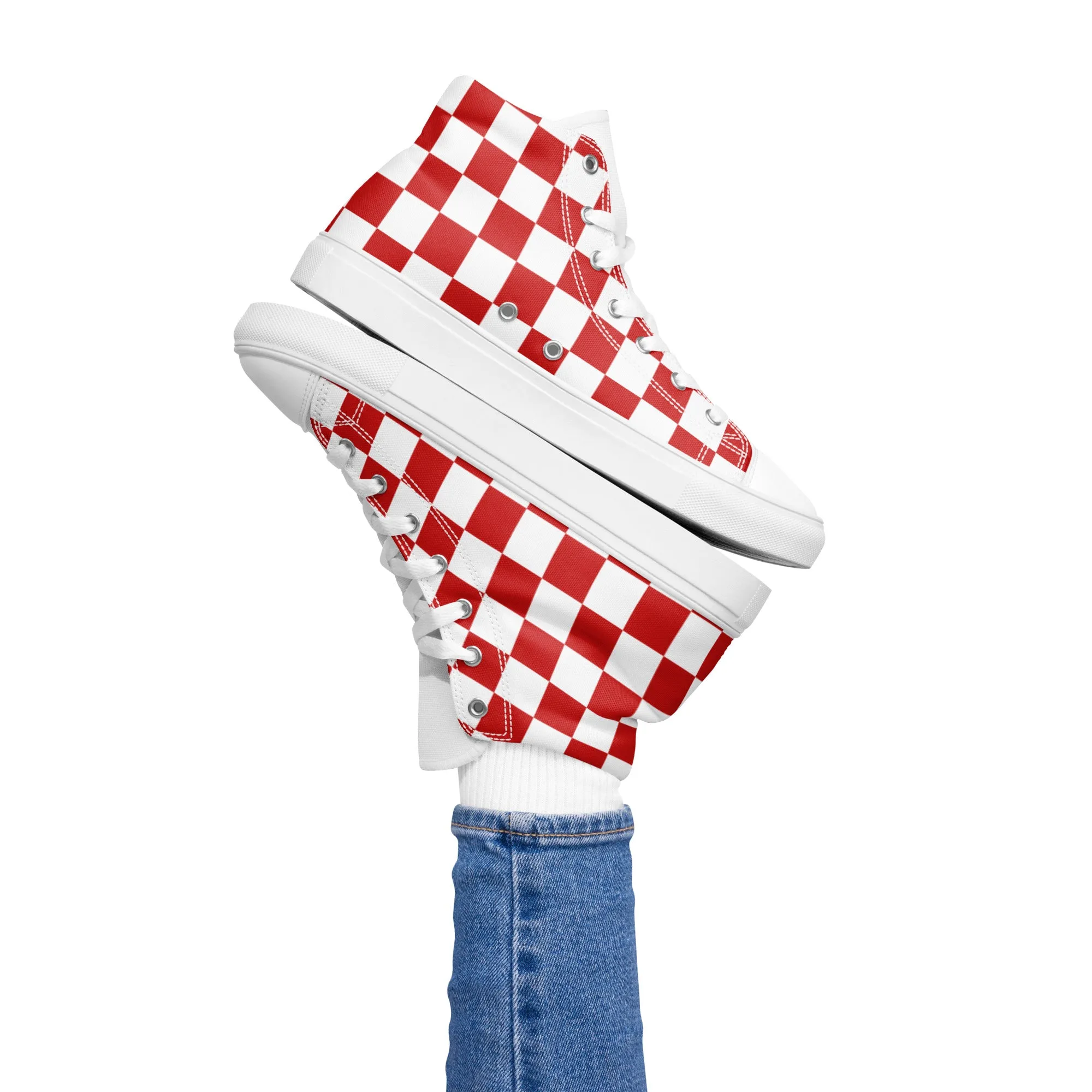 Checkered Women’s High Top Canvas Shoes