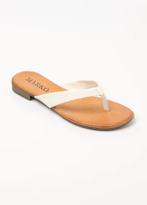 Chic flip-flop-style leather thong mules