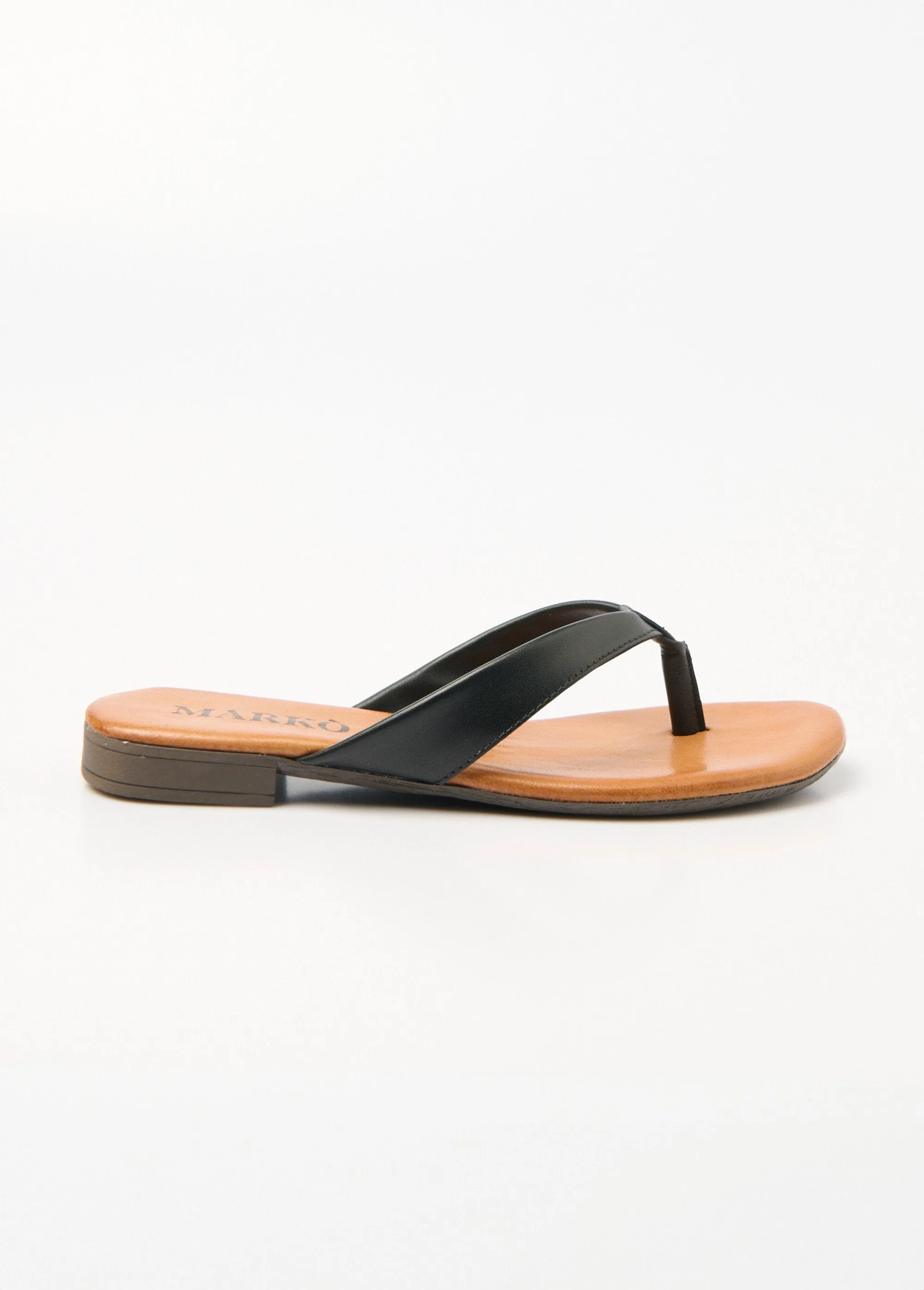 Chic flip-flop-style leather thong mules
