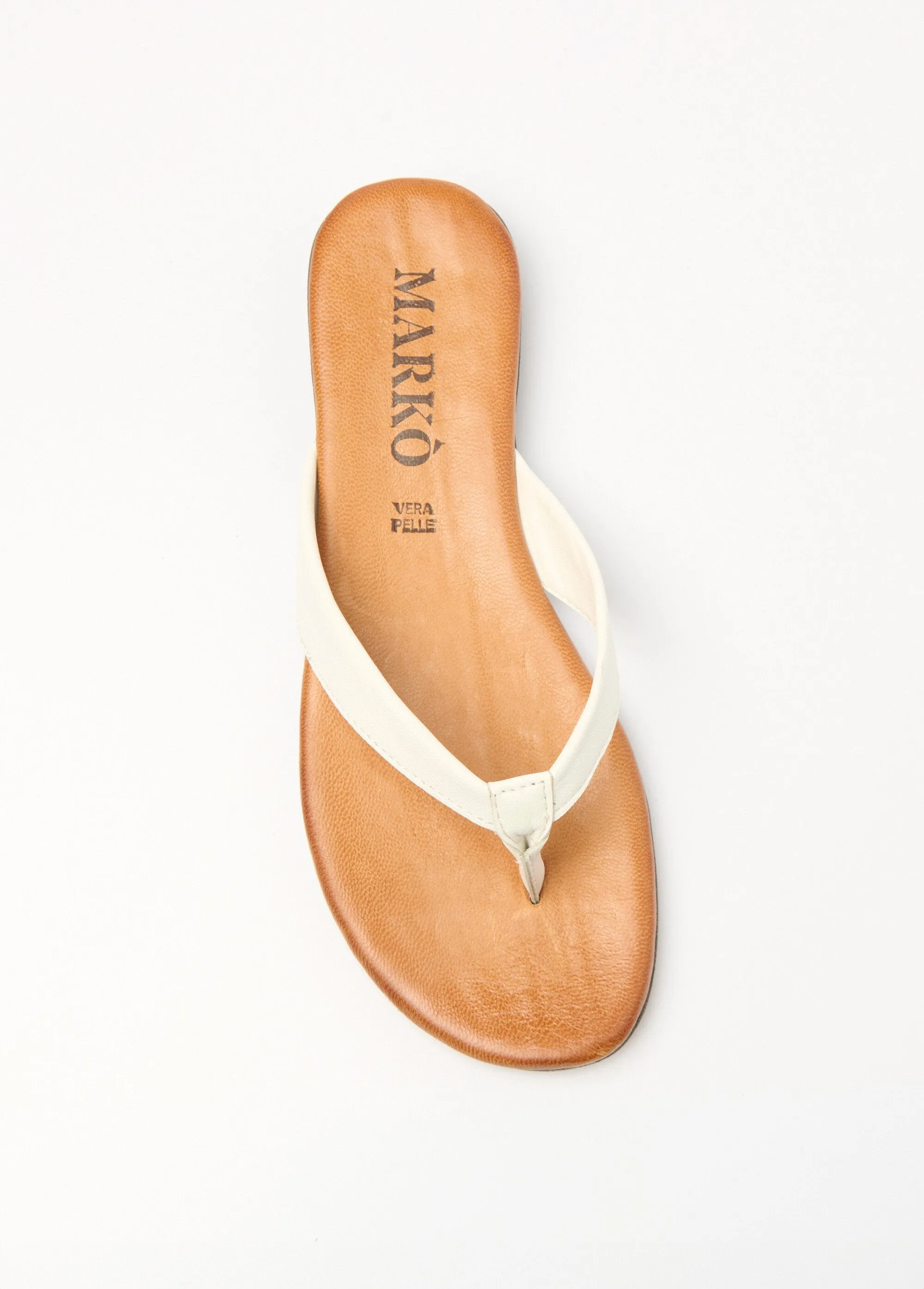 Chic flip-flop-style leather thong mules
