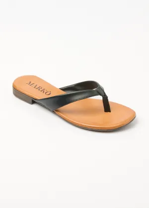Chic flip-flop-style leather thong mules