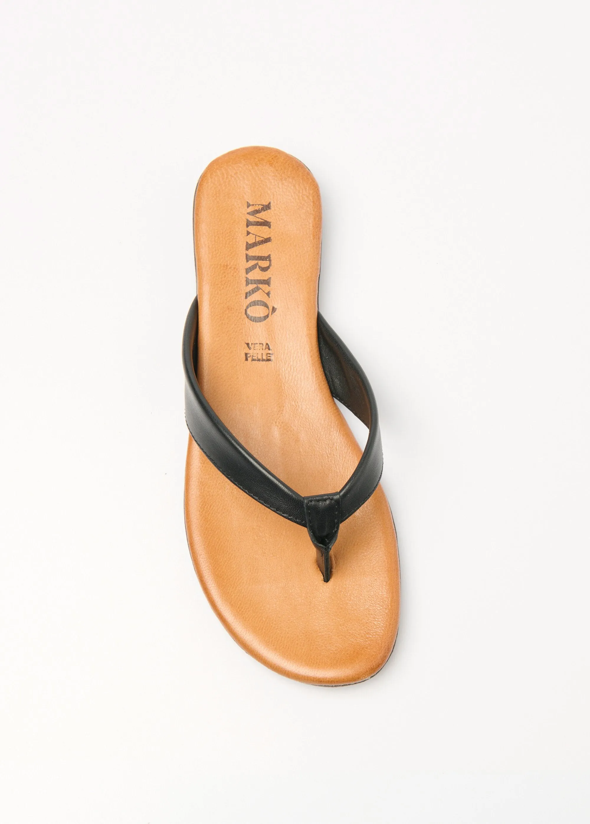 Chic flip-flop-style leather thong mules