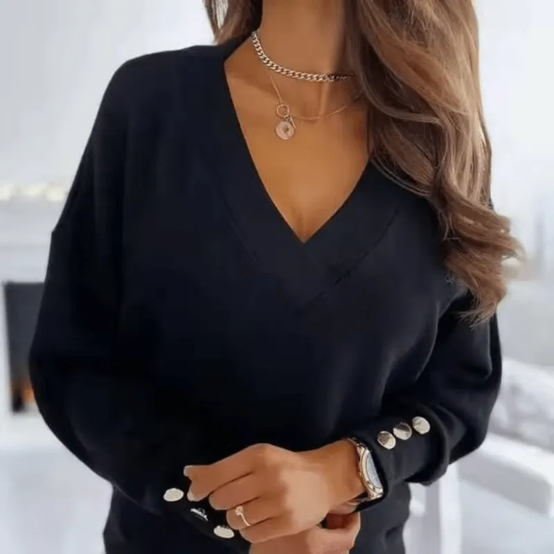 Chic Relaxed Fit Top with V-Neckline