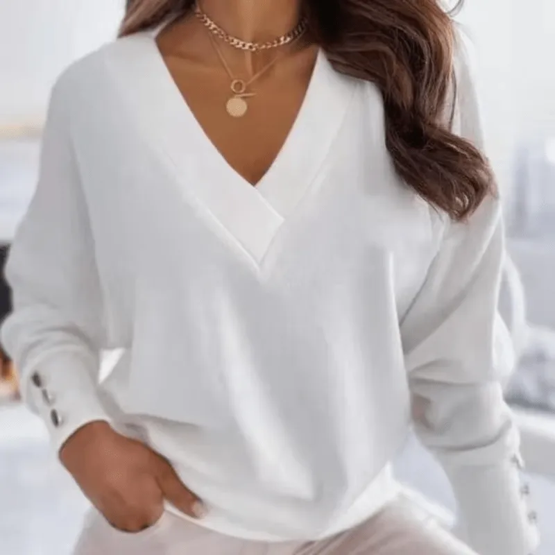 Chic Relaxed Fit Top with V-Neckline