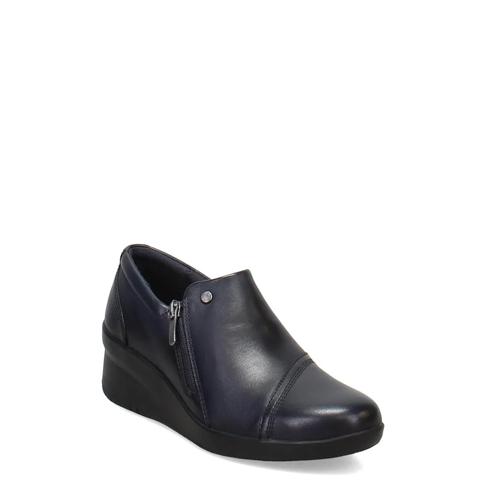 Clarks Women's Suttyn Zip Navy Leather 26180147