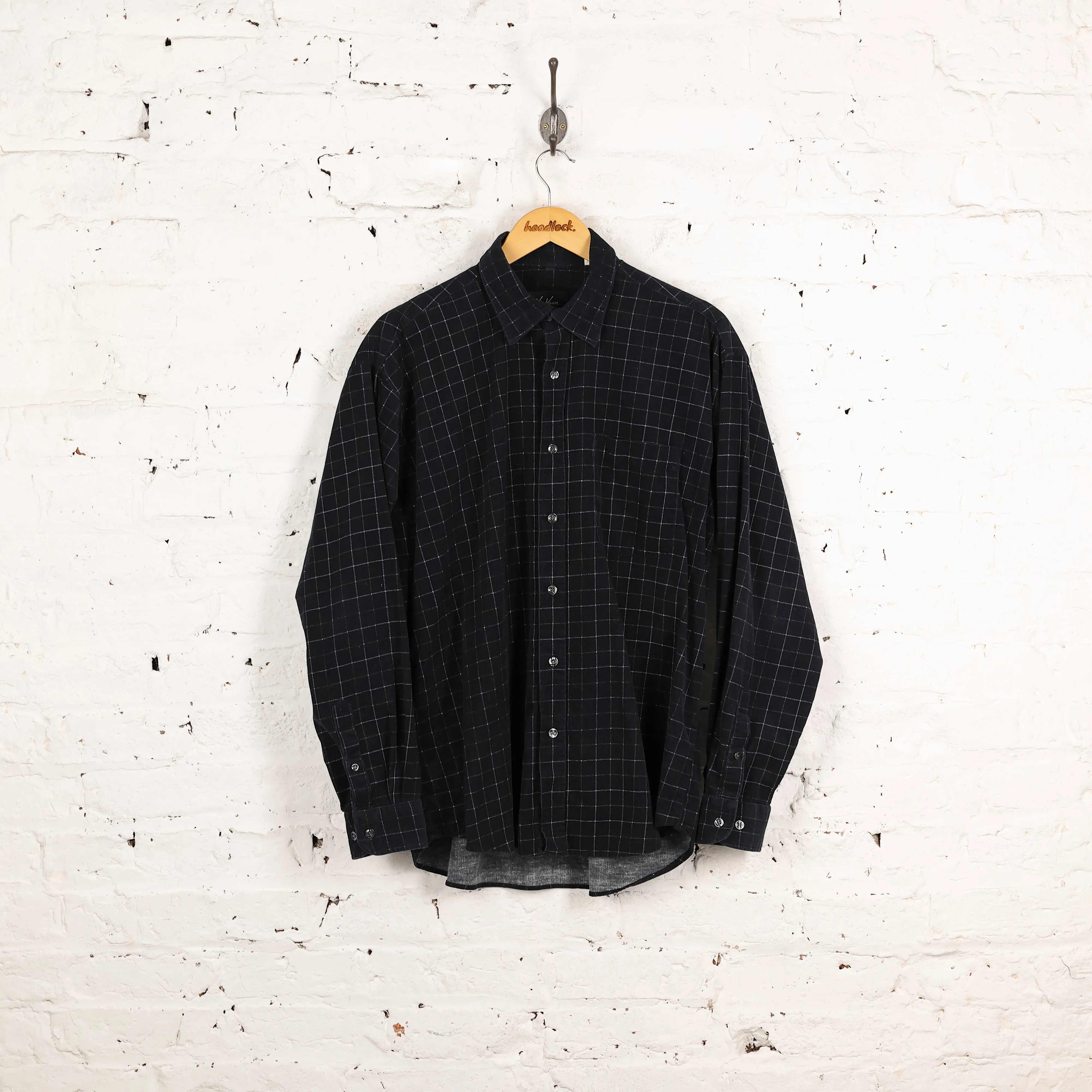 Corduroy Check Shirt - Blue - L
