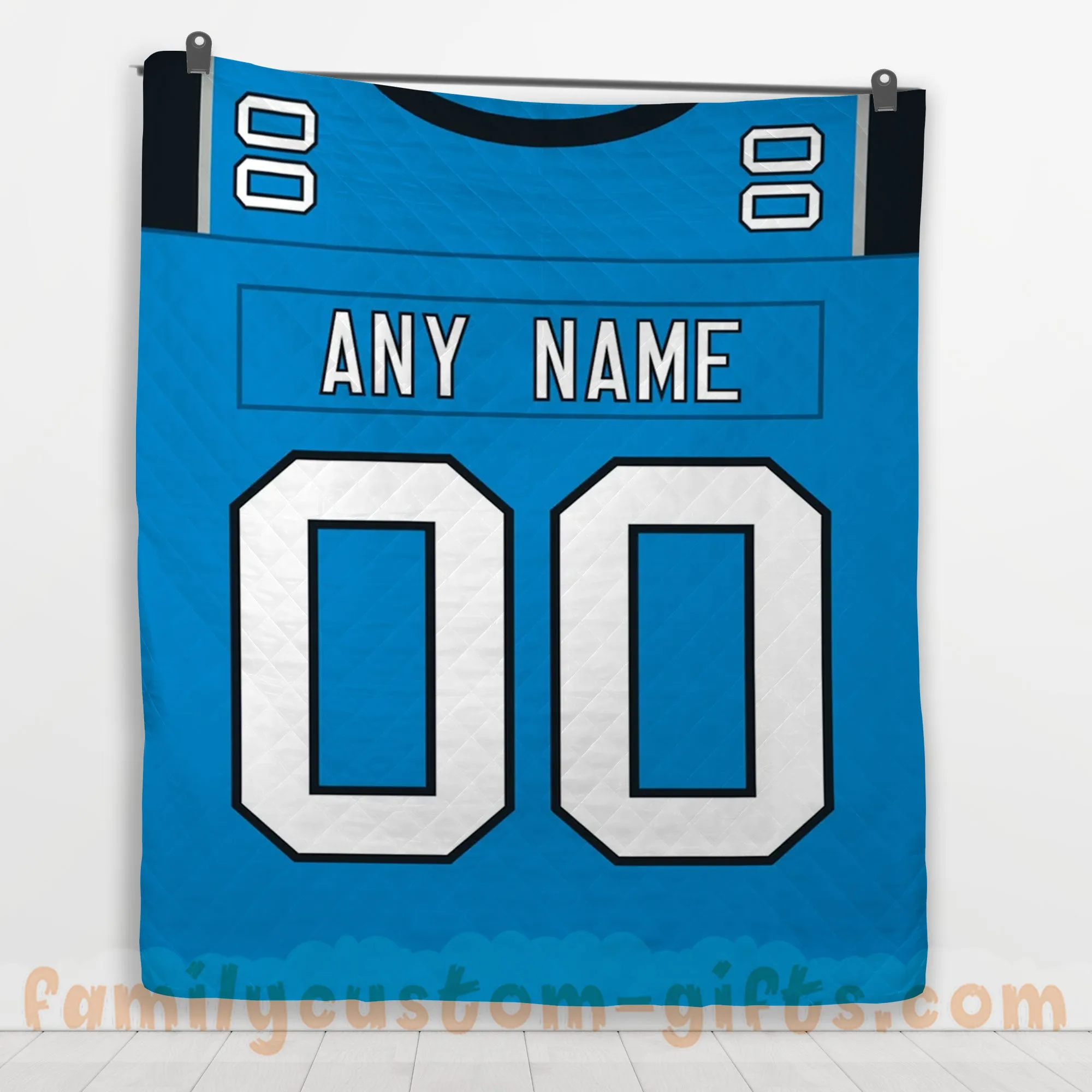 Custom Premium Quilt Blanket Carolina Jersey American Football Personalized Quilt Gifts for Her & Him