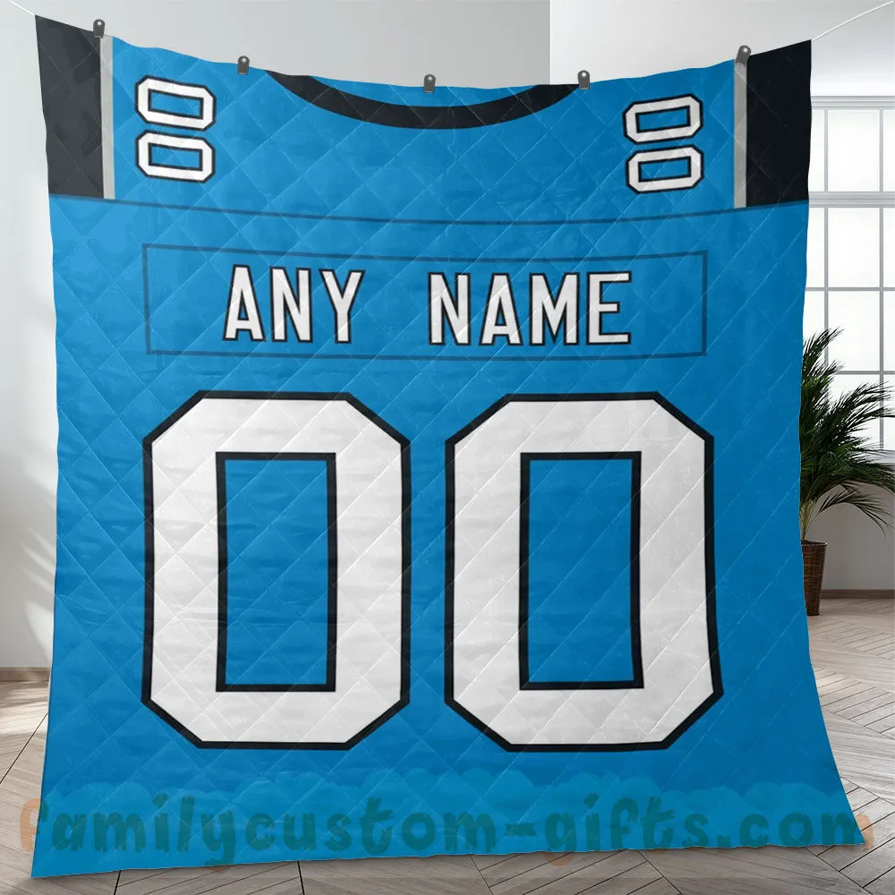 Custom Premium Quilt Blanket Carolina Jersey American Football Personalized Quilt Gifts for Her & Him