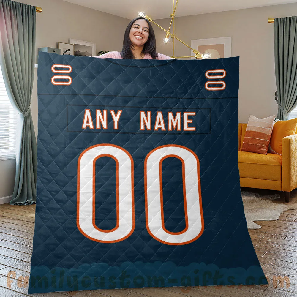 Custom Premium Quilt Blanket Chicago Jersey American Football Personalized Quilt Gifts for Her & Him