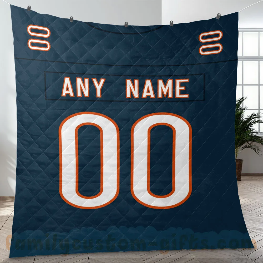 Custom Premium Quilt Blanket Chicago Jersey American Football Personalized Quilt Gifts for Her & Him