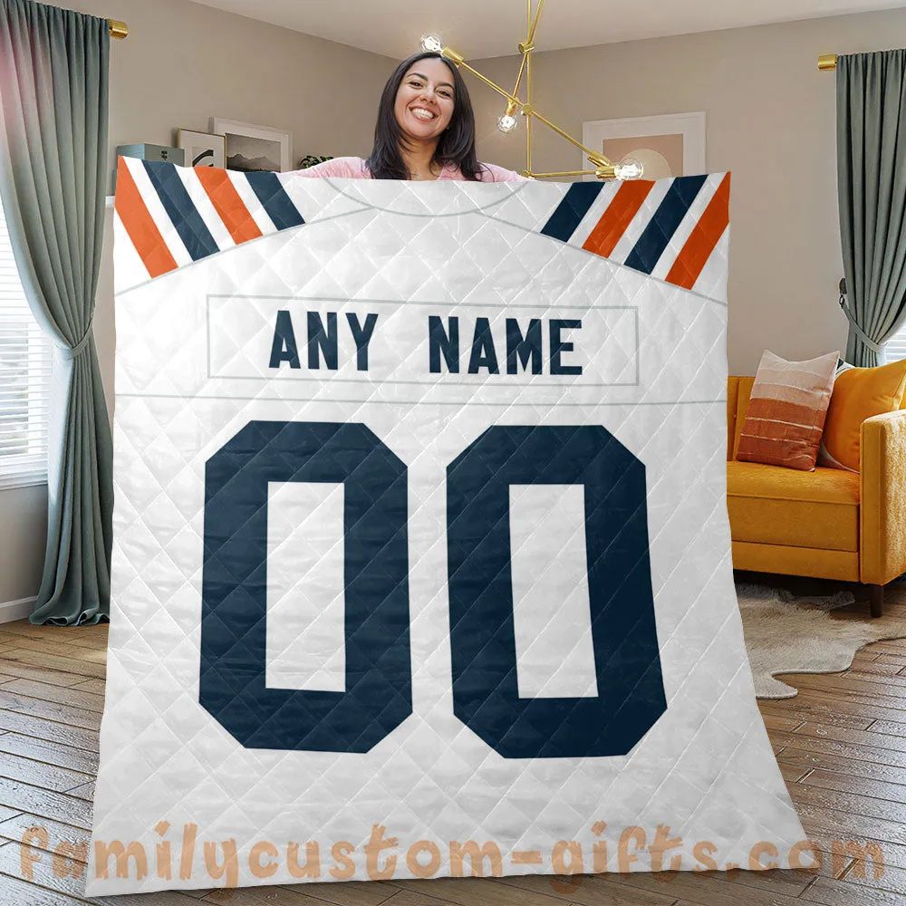 Custom Premium Quilt Blanket Chicago Jersey American Football Personalized Quilt Gifts for Her & Him