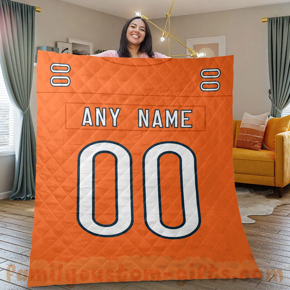 Custom Premium Quilt Blanket Chicago Jersey American Football Personalized Quilt Gifts for Her & Him