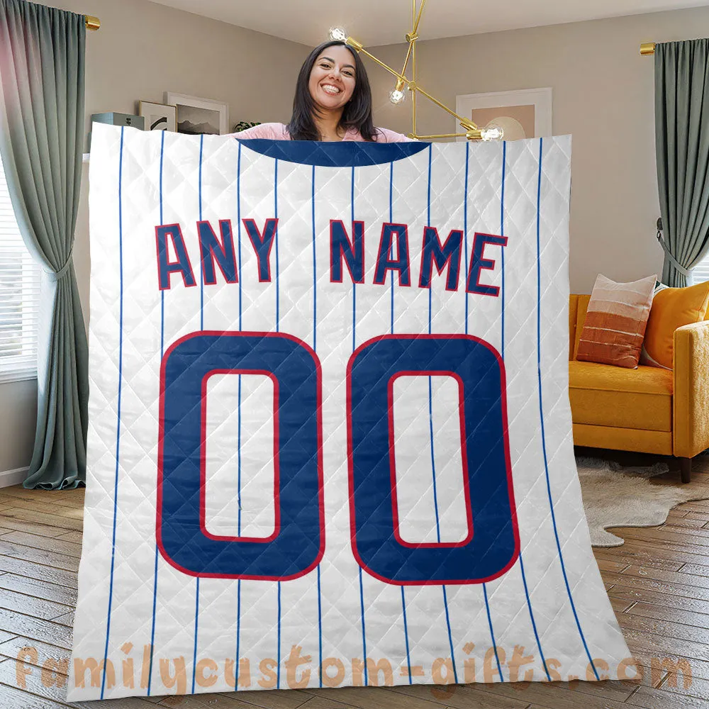 Custom Premium Quilt Blanket Chicago Jersey Baseball Personalized Quilt Gifts for Her & Him