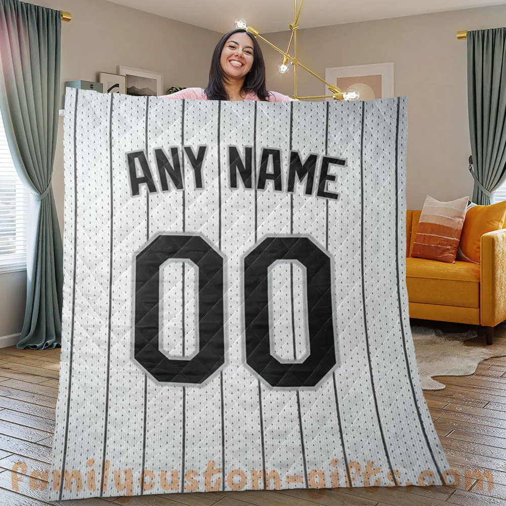 Custom Premium Quilt Blanket Chicago Jersey Baseball Personalized Quilt Gifts for Her & Him