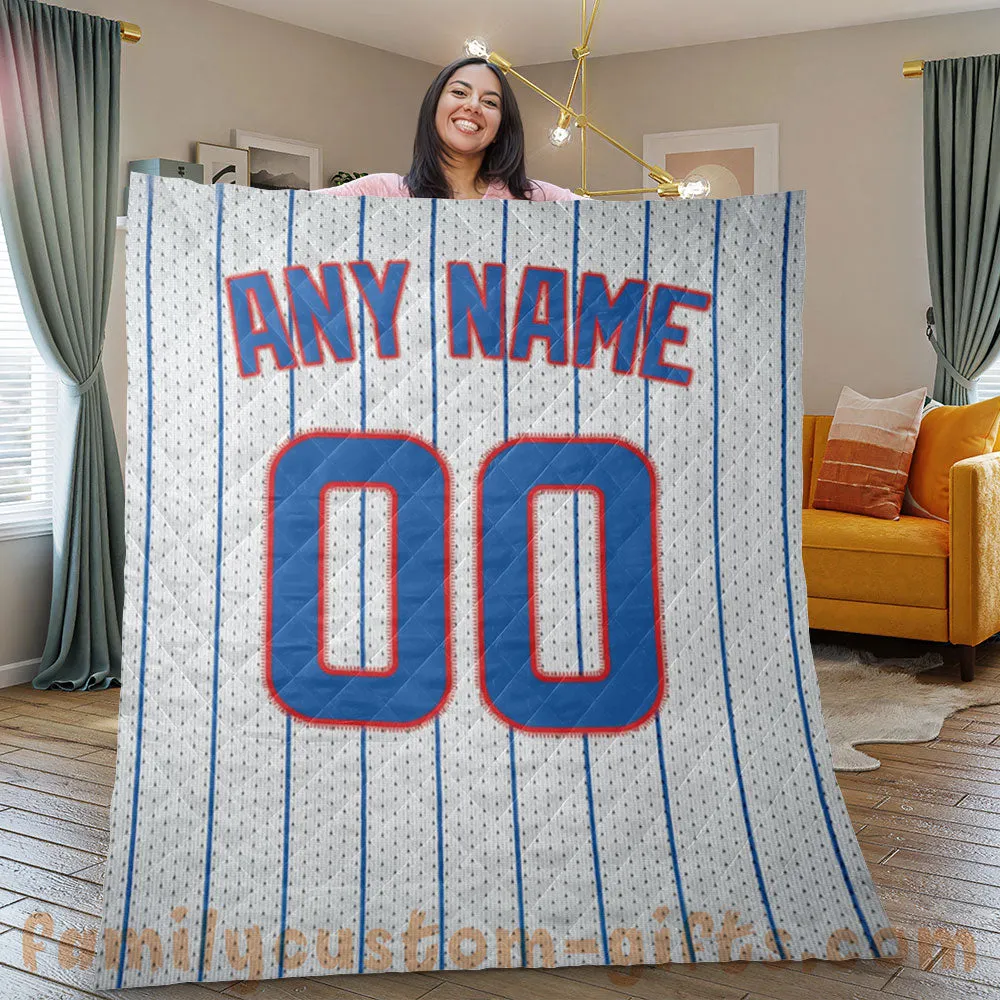 Custom Premium Quilt Blanket Chicago Jersey Baseball Personalized Quilt Gifts for Her & Him