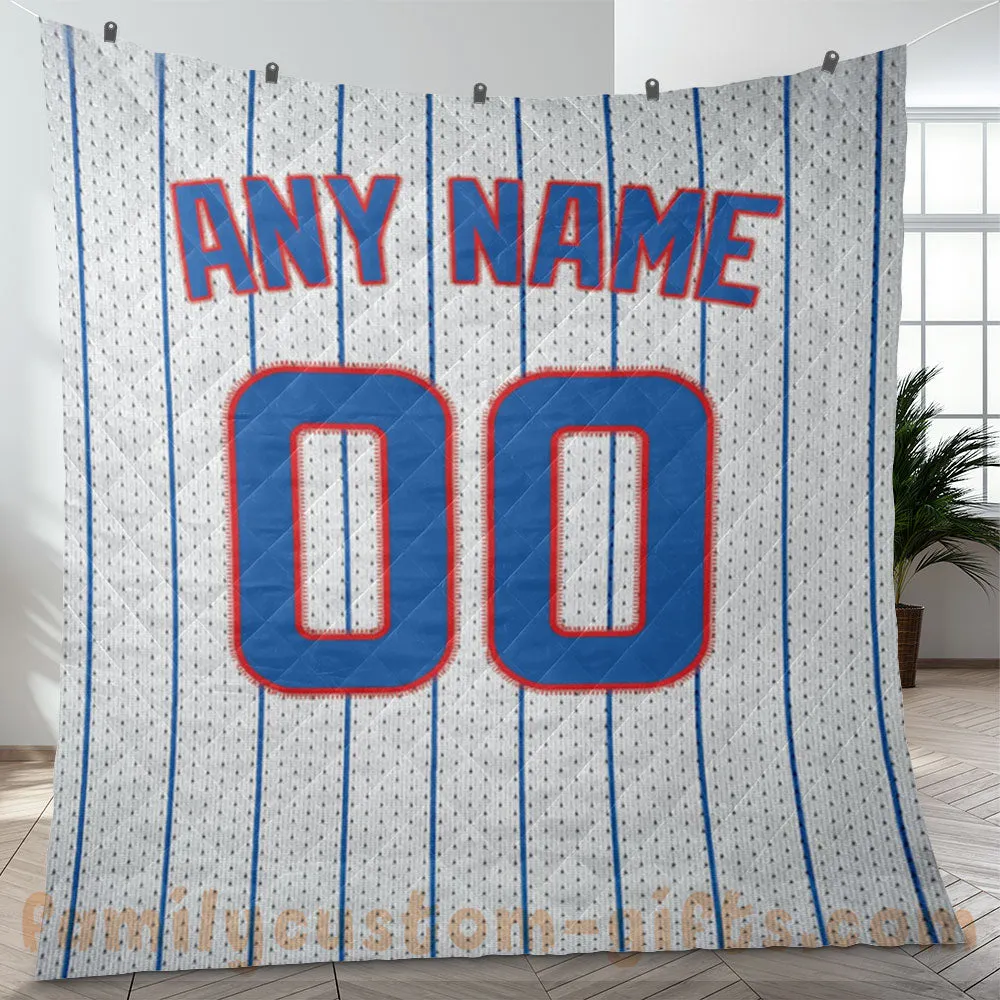 Custom Premium Quilt Blanket Chicago Jersey Baseball Personalized Quilt Gifts for Her & Him