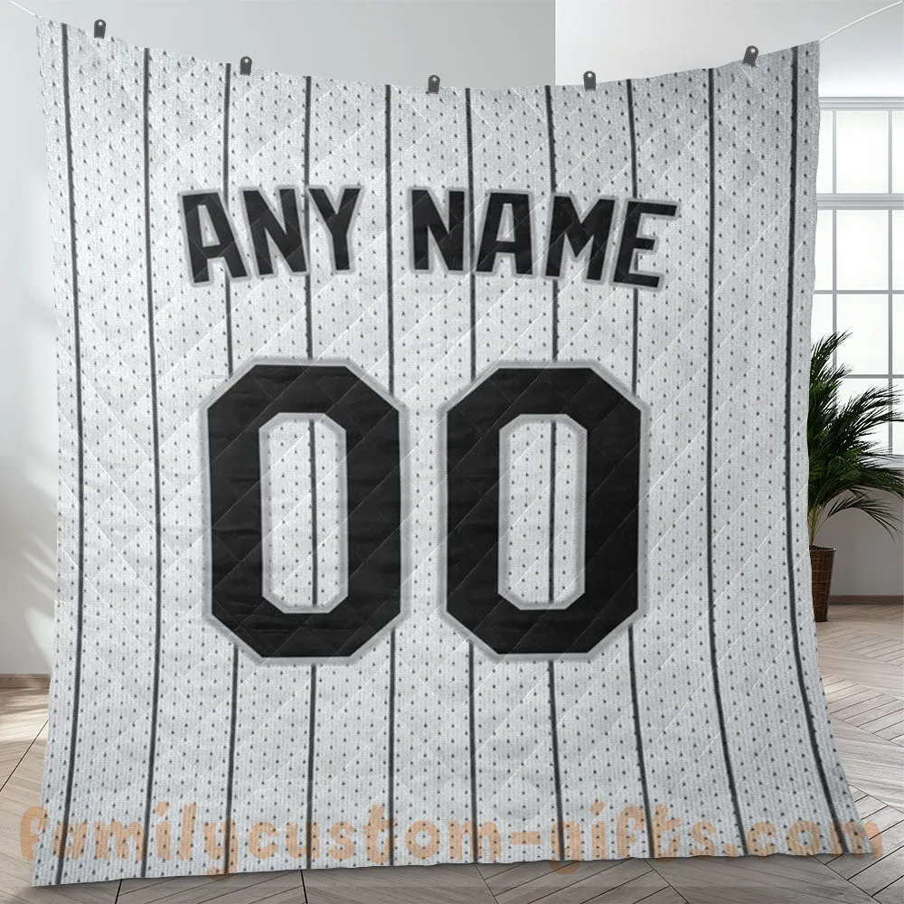 Custom Premium Quilt Blanket Chicago Jersey Baseball Personalized Quilt Gifts for Her & Him