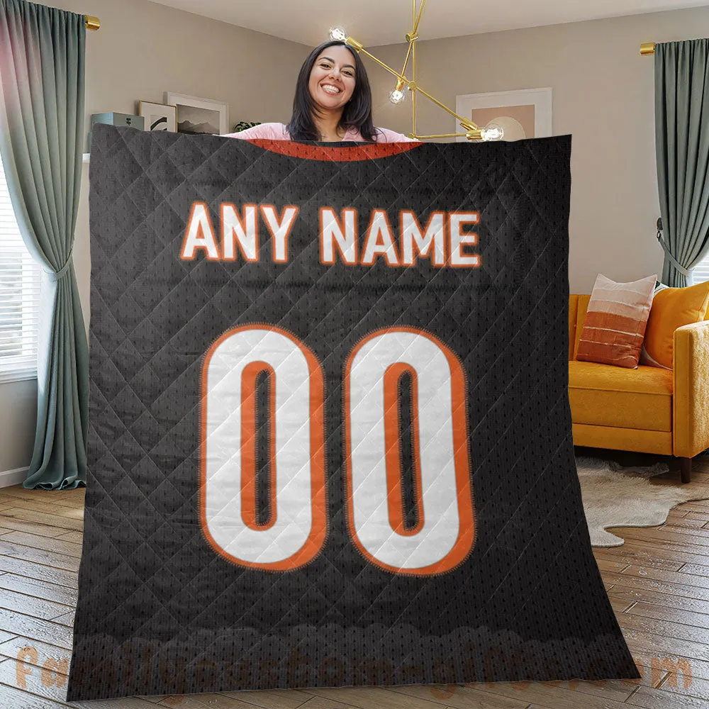 Custom Premium Quilt Blanket Cincinnati Jersey American Football Personalized Quilt Gifts for Her & Him