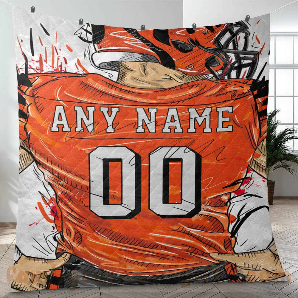 Custom Premium Quilt Blanket Cincinnati Jersey American Football Personalized Quilt Gifts for Her & Him